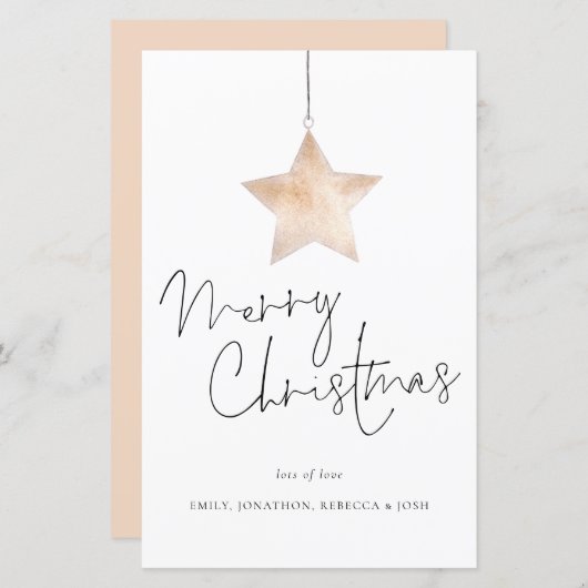 Budget minimalistische Star Script Merry Kerstmis  (Voorkant / Achterkant)