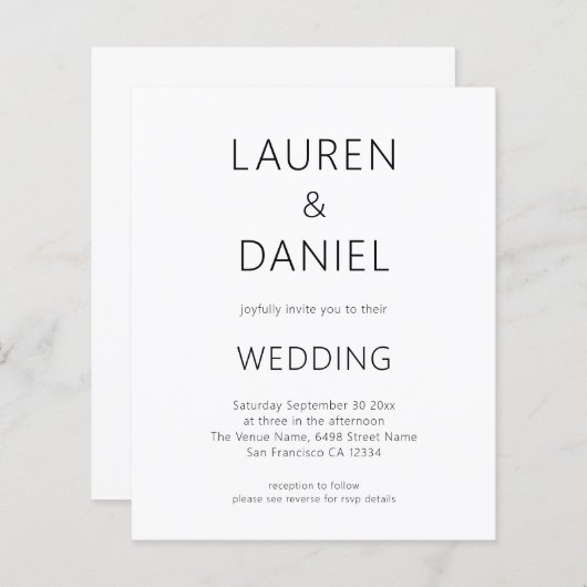 Budget Minimalistische tekst QR Code Zwart Wit Bru (Voorkant / Achterkant)