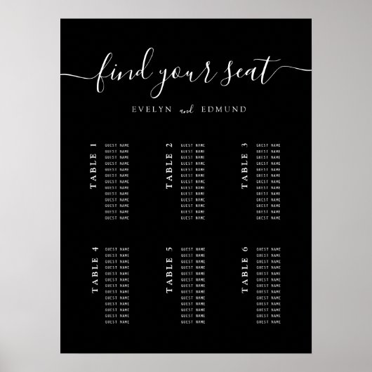 Budget Minimalistische Trouwen 6 Tafel Zitting Gra Poster (Voorkant)