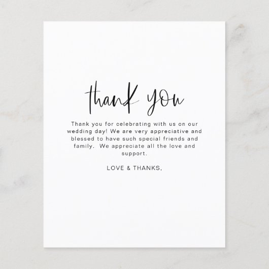 Budget minimalistische trouwfoto dank u (Achterkant)