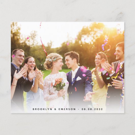 Budget Minimalistische Trouwfoto Dankkaart (Achterkant)