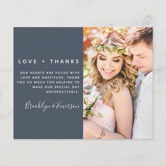 Budget Minimalistische Trouwfoto Dankkaart (Voorkant)