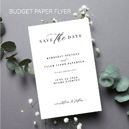 Budget minimalistische typografie bruiloft save th flyer