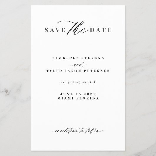 Budget minimalistische typografie bruiloft save th flyer (Voorkant)