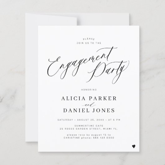 Budget minimalistische verlovingsfeest uitnodiging (Voorkant)