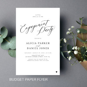 Budget minimalistische verlovingsfeest uitnodiging flyer