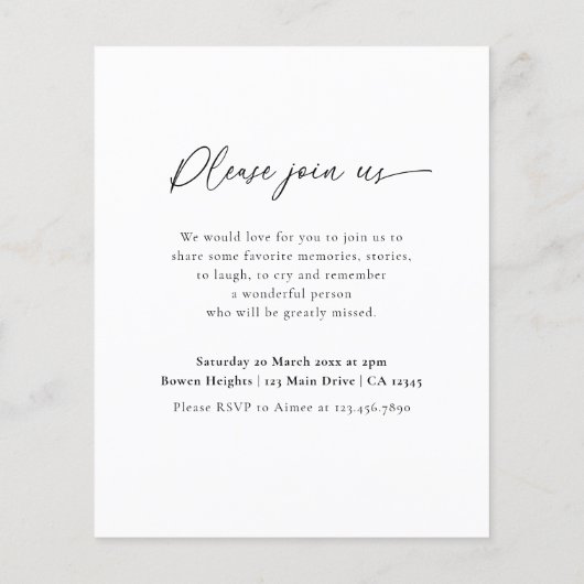 Budget Minimalistische Viering van het Leven Memor (Achterkant)