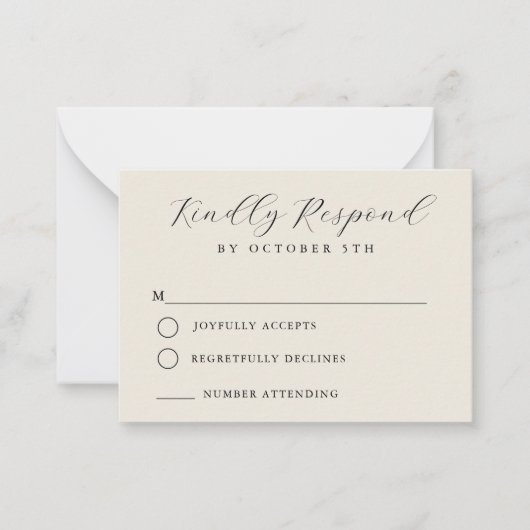 Budget Minimalistische Wedding RSVP Kaart Notitiekaartje (Voorkant)