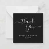 Budget minimalistische witte script bruiloft dank  notitiekaartje (Voorkant)