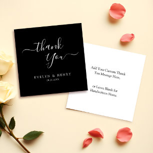 Budget minimalistische witte script bruiloft dank  notitiekaartje