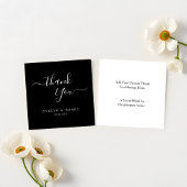 Budget minimalistische witte script bruiloft dank  notitiekaartje