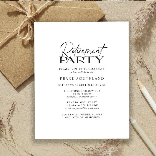 Budget Minimalistische Zwart Wit Pensioen Partij