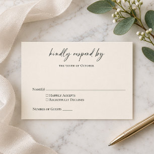 Budget Minimalistische Zwarte Crème Moderne Script Notitiekaartje