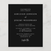 Budget Minimalistische Zwarte Huwelijksuitnodiging (Voorkant)