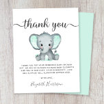 Budget Mint Elephant Baby shower Hartelijk dank<br><div class="desc">Een budgetvriendelijk,  genderneutraal baby shower of sproinkle met "dankjewel" in een stijlvol,  zacht grijs script met swashes en een mint groene waterverf van de baby olifant. Onderaan kunt u uw dankjebericht in eenvoudige grijze topografie gemakkelijk personaliseren of spatie voor een handgeschreven nota verlaten.</div>