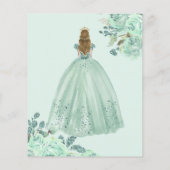 Budget Mint Goud Prinses Sweet 16 Uitnodiging (Achterkant)