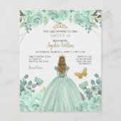 Budget Mint Goud Prinses Sweet 16 Uitnodiging (Voorkant)