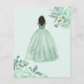 Budget Mint Goud Prinses Sweet 16 Uitnodiging (Achterkant)