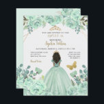 Budget Mint Goud Prinses Sweet 16 Uitnodiging<br><div class="desc">Budget Elegante Mint Gouden Vlinder Bloemen Prinses Sweet 16 Uitnodiging</div>