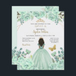 Budget Mint Goud Prinses Sweet 16 Uitnodiging<br><div class="desc">Budget Elegante Mint Gouden Vlinder Bloemen Prinses Sweet 16 Uitnodiging</div>
