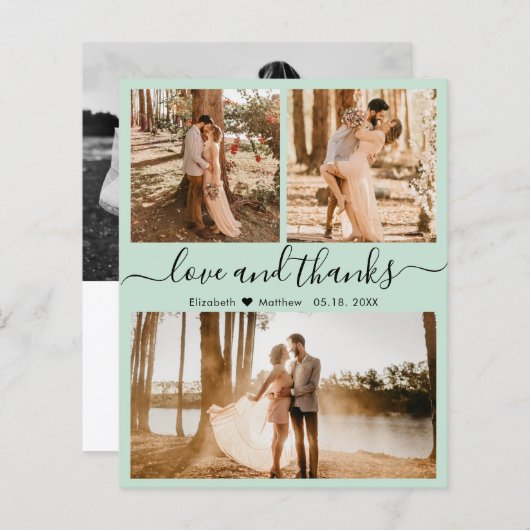 Budget Mint Green Foto Collage Weddenschap Harteli (Voorkant / Achterkant)