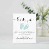 Budget Mint Groen Baby shower Dank u kaart (Staand voorkant)