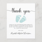 Budget Mint Groen Baby shower Dank u kaart (Voorkant)