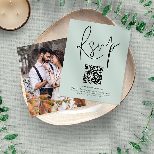 Budget Mint QR Code Script Photo Wedding RSVP