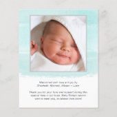 Budget Mint Waterverf Foto geboorteaankondiging (Achterkant)