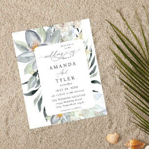 Budget Mintgroen en Witte Bloemen Bruiloft Flyer