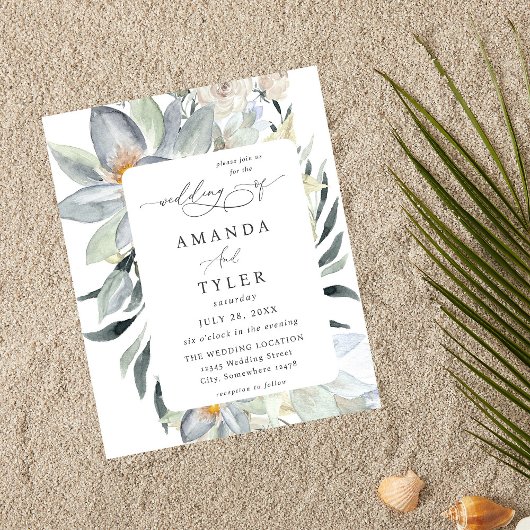 Budget Mintgroen en Witte Bloemen Bruiloft Flyer