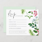 BUDGET Mistletoe Foliage kerstbruiloft RSVP (Voorkant / Achterkant)