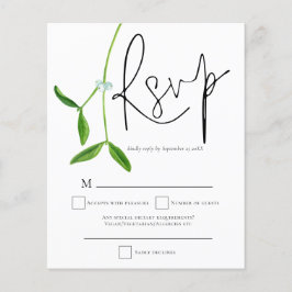 Budget Mistletoe Script kerstbruiloft RSVP
