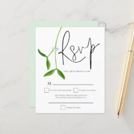 Budget Mistletoe Script kerstbruiloft RSVP