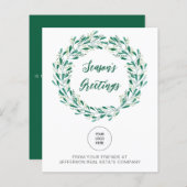Budget Mistletoe Wreate Logo Business Holiday Card (Voorkant / Achterkant)