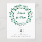 Budget Mistletoe Wreate Logo Business Holiday Card (Voorkant)