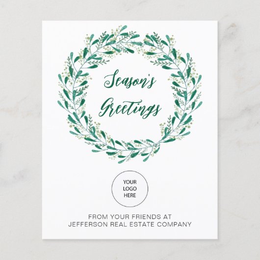 Budget Mistletoe Wreate Logo Business Holiday Card (Voorkant)