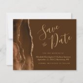 Budget Mocha Agate Brown Wedding Save the Date (Voorkant)