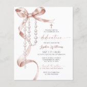 Budget Mocha Bow & Rozenkrans Toewijding Uitnodigi (Voorkant)