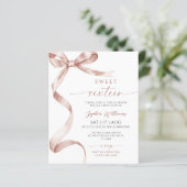 Budget Mocha Bow Sweet 16 Verjaardag Uitnodiging (Staand voorkant)