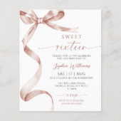 Budget Mocha Bow Sweet 16 Verjaardag Uitnodiging (Voorkant)