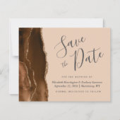 Budget Mocha Brown Agate Tan Wedding Save the Date (Voorkant)