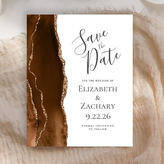 Budget Mocha Brown Gold Agaat Save the Date