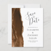 Budget Mocha Brown Gold Agaat Save the Date (Voorkant)