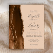 Budget Mocha Brown Gold Agate Tan Wedding Invite