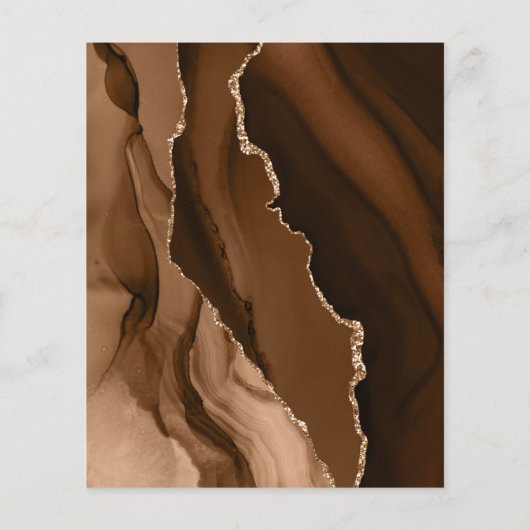 Budget Mocha Brown Gold Agate Tan Wedding Invite (Achterkant)