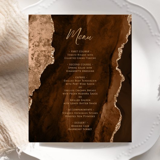 Budget Mocha Bruin Goud Agaat Huwelijksmenu