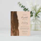 Budget Mocha Bruin Goud Agate Tan Trouw Uitnodigin (Staand voorkant)