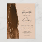 Budget Mocha Bruin Goud Agate Tan Trouw Uitnodigin (Voorkant)
