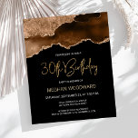 Budget Mocha Gold Agate 30th Birthday<br><div class="desc">Deze trendy 30e verjaardagsuitnodiging bevat een waterverf afbeelding van een geo van een geel in rijke tinten van mochtophop bruin met faux goudglitter hoogtepunten. De woorden "30th Birthday" staan in faux goudglitter in decoratief modern handschrift. Pas het met de naam van de eer in gouden gekleurde teksten en de details...</div>